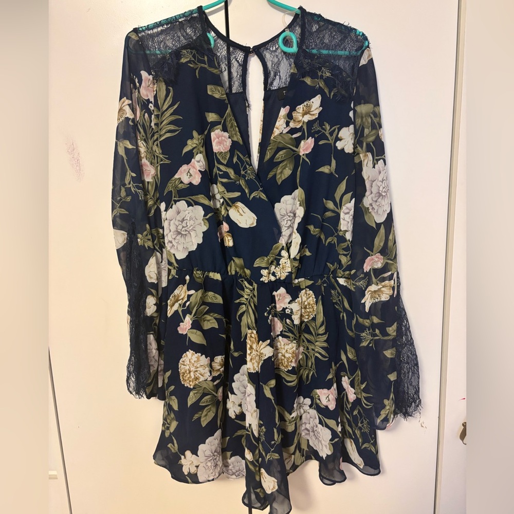 Floral and lace romper